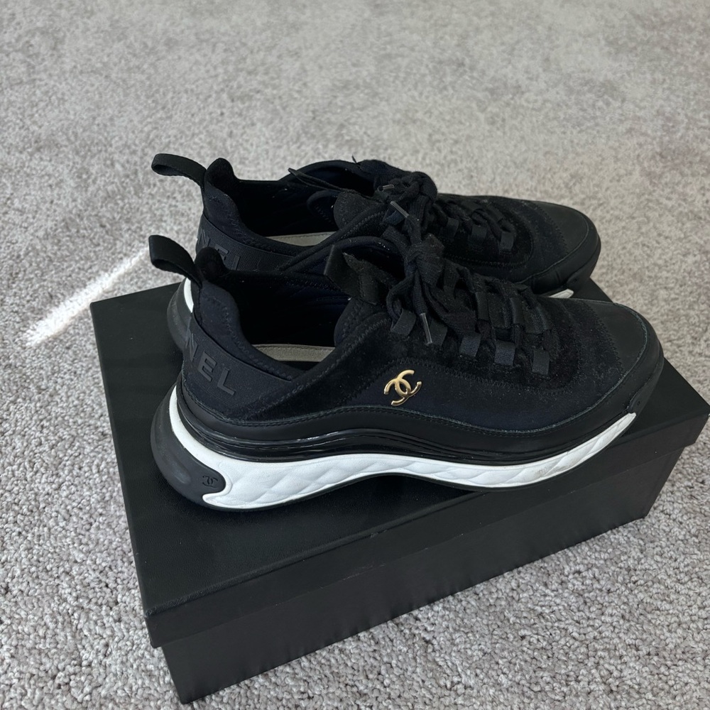 Chanel Sneakers with Gold Logo
